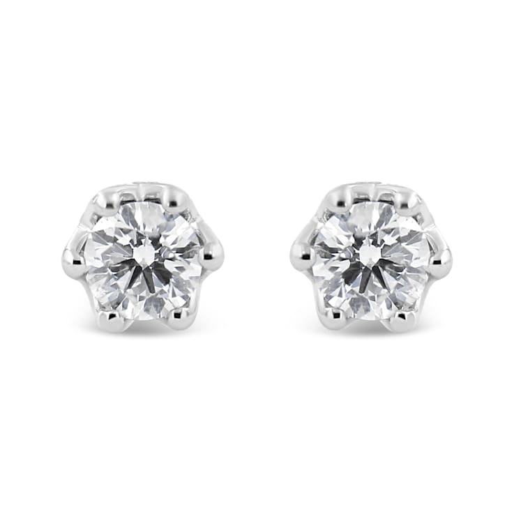 0.50ctw Round Diamond 14K White Gold Crown Stud Earrings