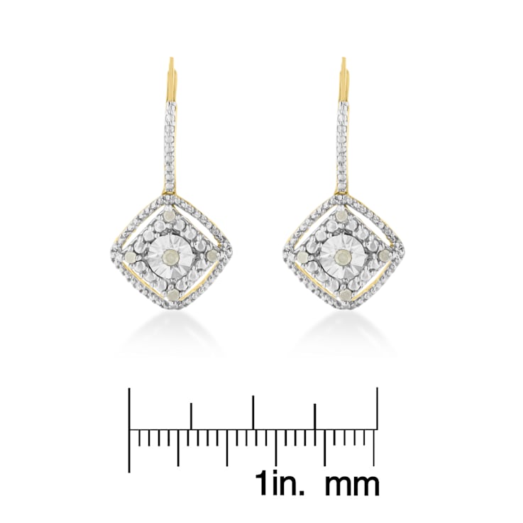 Sterling Silver Rose Diamond Dangle Earring .25ctw