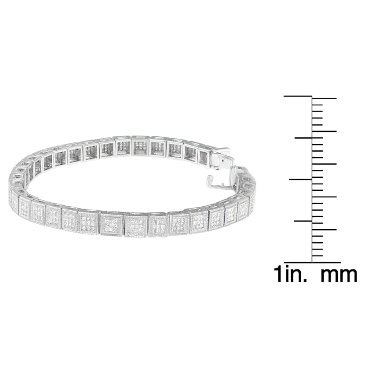 14K White Gold 2.86ctw Princess Cut Diamond Cube Bracelet