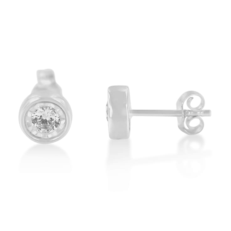 10K White Gold Diamond Floral Stud Earrings 3/8ctw