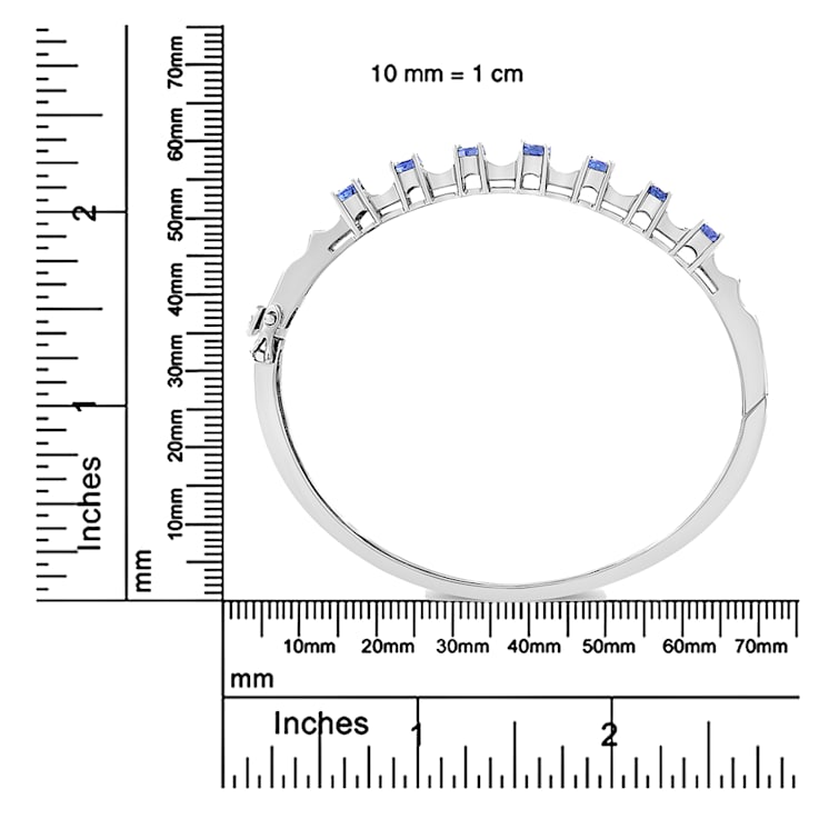 14K White Gold 5 MM Oval Blue Tanzanite and .25ctw Diamond Bangle (H-I
Color, VS2-SI1 Clarity)