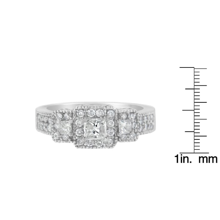 14K White Gold Round and Princess-Cut Diamond Ring (1 Cttw, H-I Color,
I1-I2 Clarity)