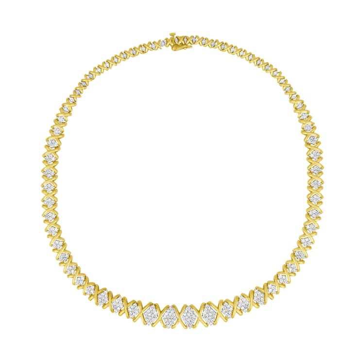 10K Yellow Gold 4ctw Round Diamond Graduating Riviera Necklace (H-I
Color, I2-I3 Clarity)