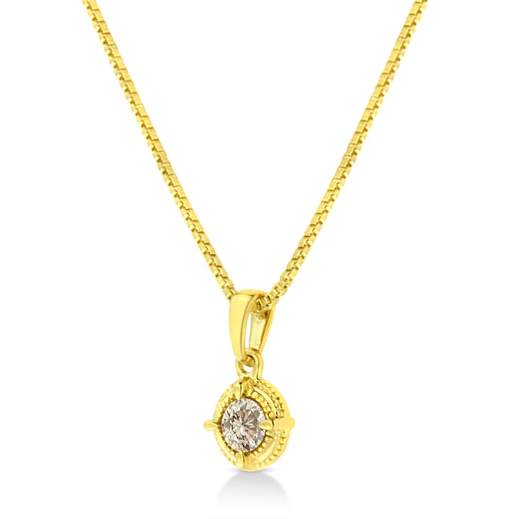 14K Yellow Gold Over Sterling 3/4ctw Diamond Solitaire Pendant
w\chain(K-L Color, I2-I3 Clarity)