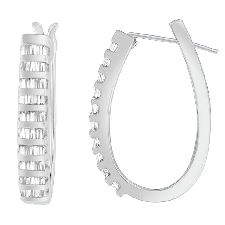 1.625ctw Baguette Cut Diamond 14K White Gold Earrings