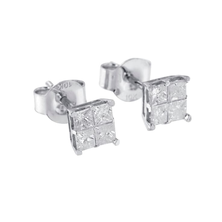 0.60ctw Diamond 10K White Gold Stud Earrings