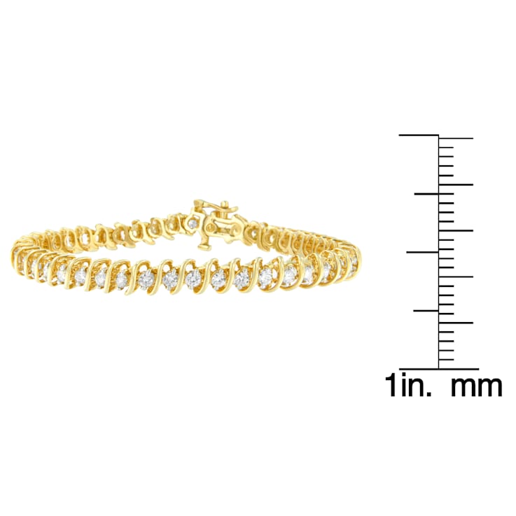 14K Yellow Gold 3.0ctw Round Cut Diamond Spiral Link Bracelet