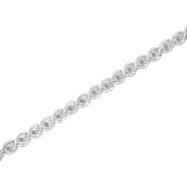 Sterling Silver 1/2ct TDW Diamond Link Bracelet (I-J, I3-Promo) - 7"