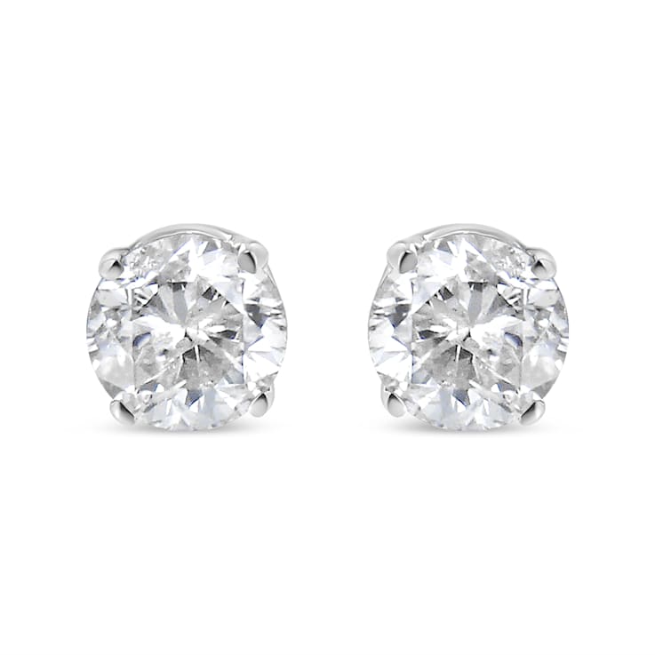14K White Gold AGS Certified 1.0ctw Brilliant Round-Cut Solitaire
Diamond Push Back Stud Earrings