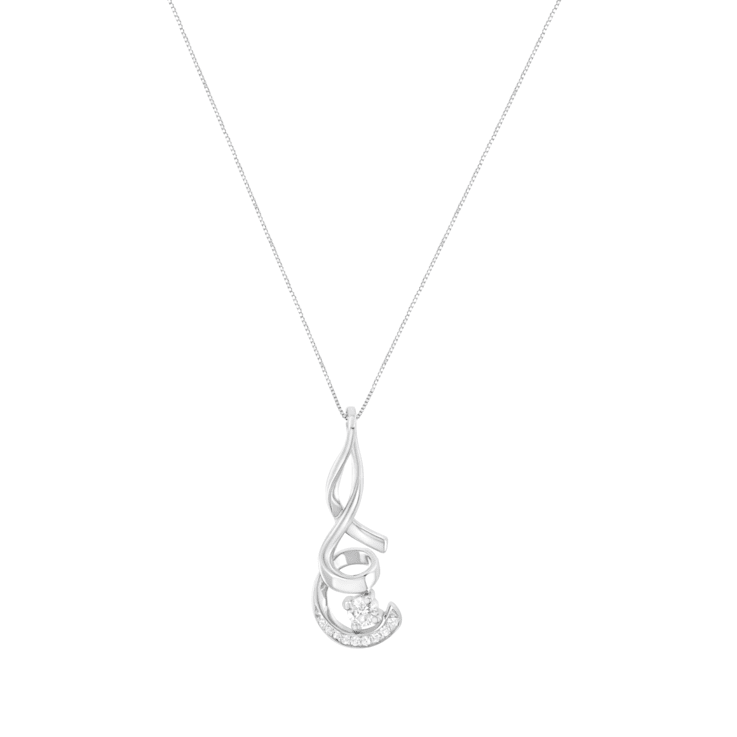 10K White Gold Espira 1/4ctw Round Cut Diamond Sparkling Spiral Pendant
w\chain(H-I, I1-I2)