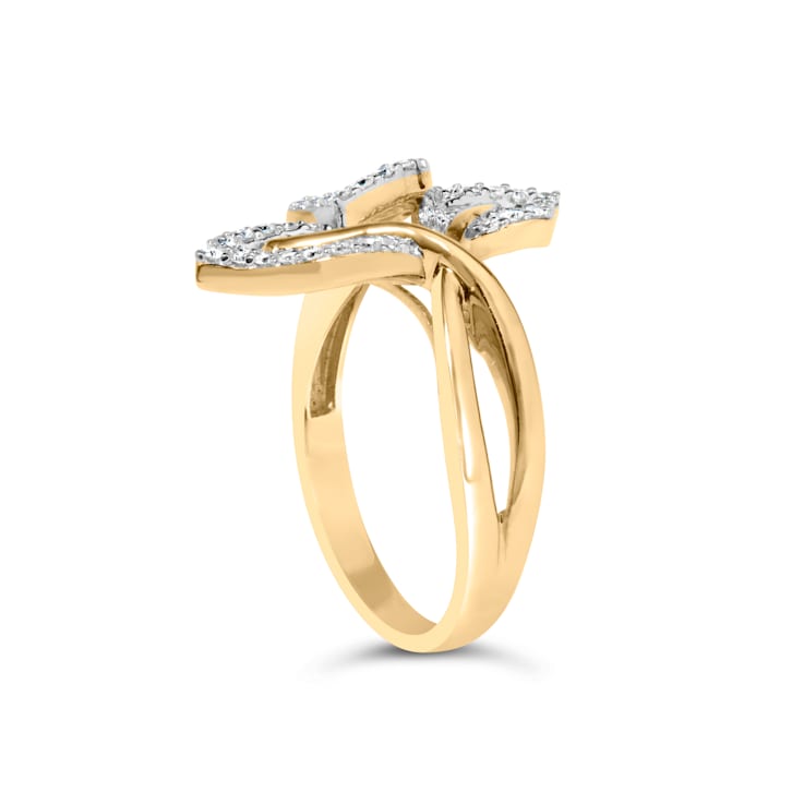 男女兼用 18K Mixed 3/8ctw Silver Sterling Over Gold White and Yellow フラワー・ガーデニング