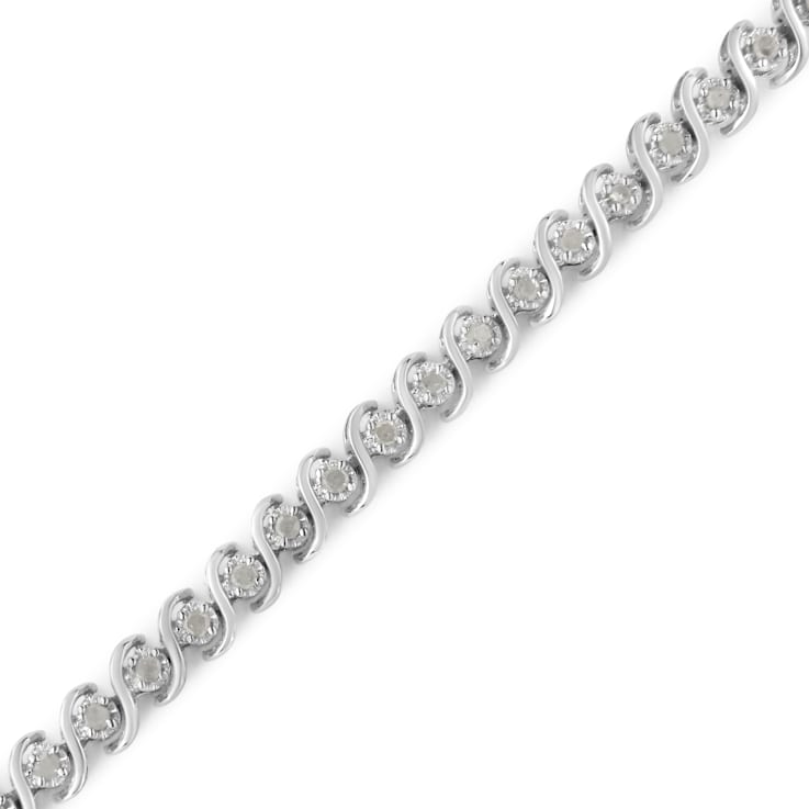 Sterling Silver 1.0 Cttw Round Miracle-Set Diamond 7" Tennis
Bracelet - 7.5"