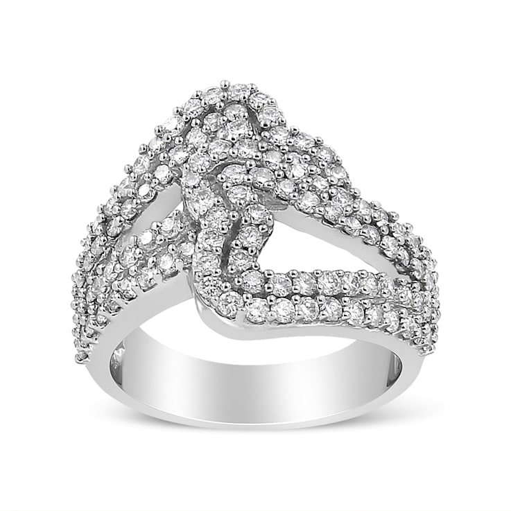 14K White Gold 1 1/2ctw Diamond Open Double Heart Bypass Ring Band (H-I
Color, VS1-VS2 Clarity)