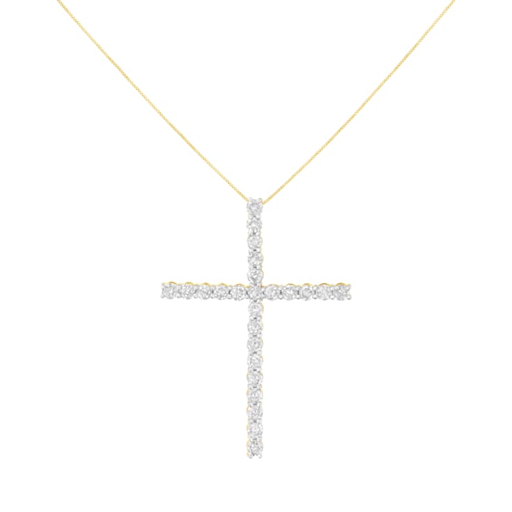 Sterling Silver 3.0ctw Round Diamond 1-1/2" Cross Pendant with
Chain(J-K Color, I2-I3 Clarity) - 18"