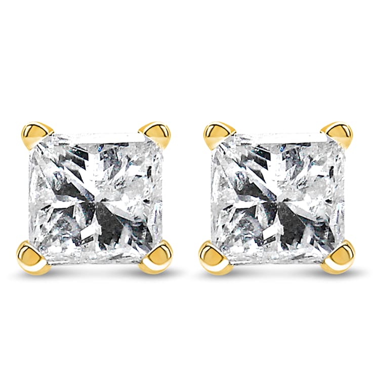IGI Certified 14k Yellow Gold 1/2 cttw Princess-Cut Solitaire Diamond
Push Back Stud Earrings
