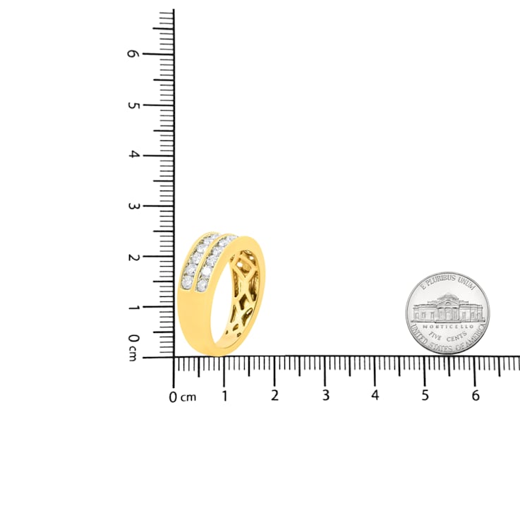 10K Yellow Gold Two-Row Diamond Band Ring (1.0ctw, J-K Color, I1-I2 Clarity)
