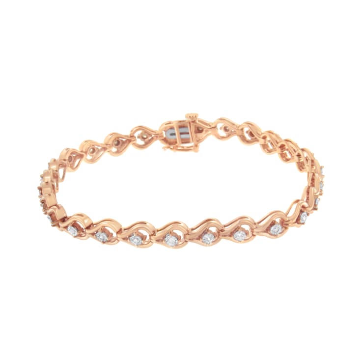 10K Rose Gold Over Sterling Silver 1/4ctw Diamond Miracle-Set Teardrop
Shaped 7” Link Bracelet