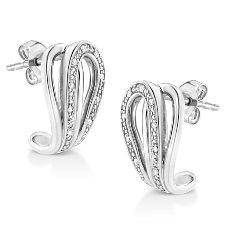 Sterling Silver Pave-Set Diamond Accent Horseshoe Hoop Earring (I-J
Color, I1-I2 Clarity)