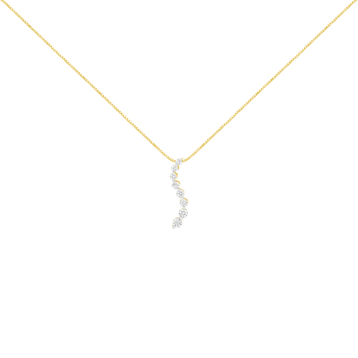 3.00ctw Baguette and Round Brilliant Cut Diamond 14K Yellow Gold Pendant
with Chain