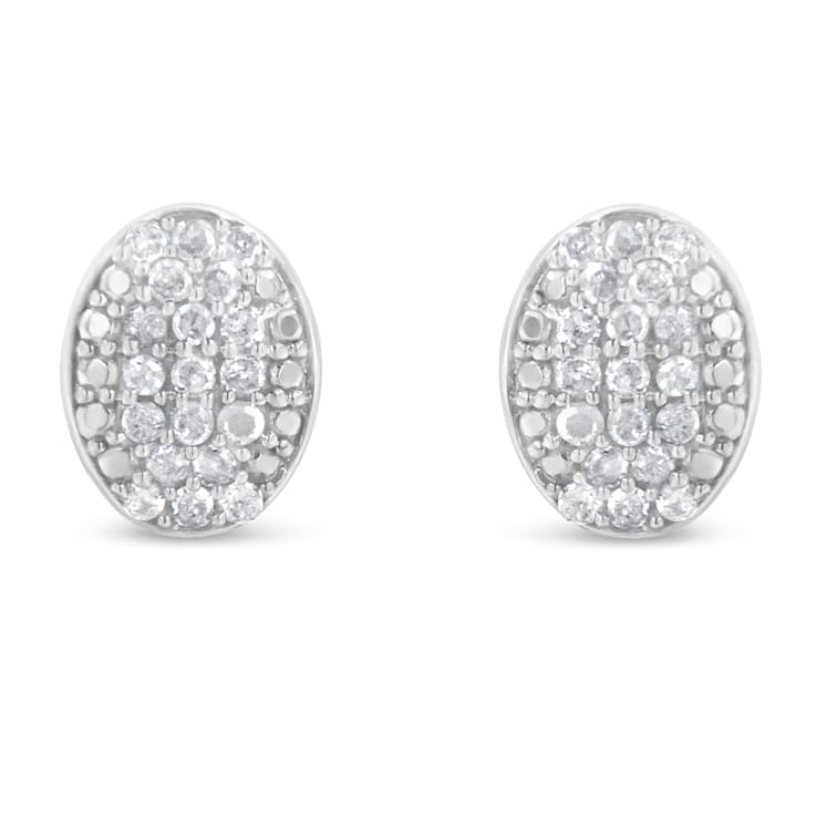 0.50ctw Round-Cut Diamond Sterling Silver Cluster Earrings