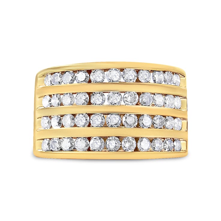 1.50ctw Champagne Diamond 4-Row 10K Yellow Gold Over