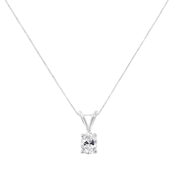 IGI Certified 10KT White Gold Diamond Oval Pendant w\chain(1/5ctw, H-I
Color, I1)