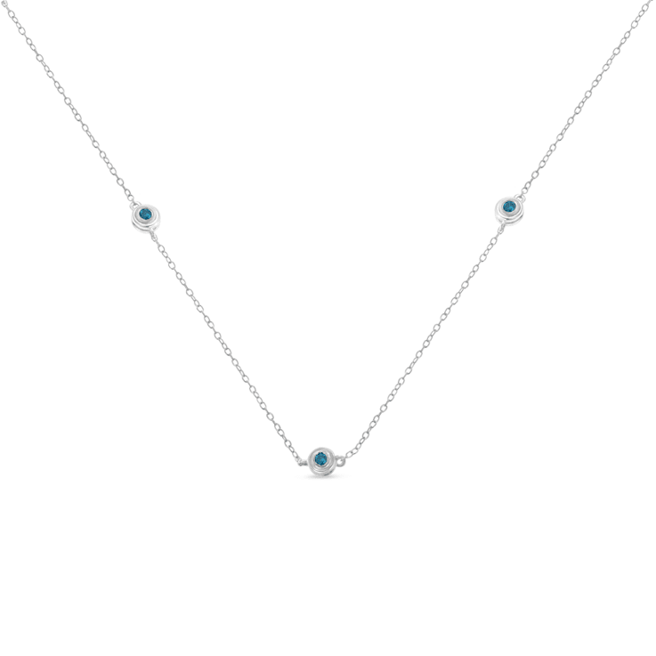 Sterling Silver Treated Blue Color Diamond Station Necklace (1/2 cttw,
Blue Color, I2-I3 Clarity)