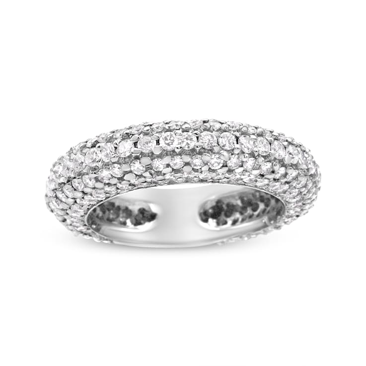 14K White Gold 2 1/2 Cttw Round-Cut Diamond Cluster Band Ring