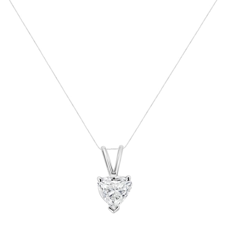 AGS Certified 14K White Gold 3/4ctw Heart Shaped Solitaire Diamond
18" Pendant w\chain