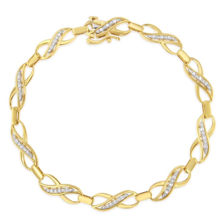 0.25ctw Round White Diamond Infinite Love 10K Yellow Gold Tennis Bracelet