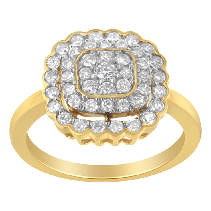 10K Yellow Gold Over Sterling Silver Diamond Cocktail Ring (3/4 Cttw,
J-K Color, I2-I3 Clarity)