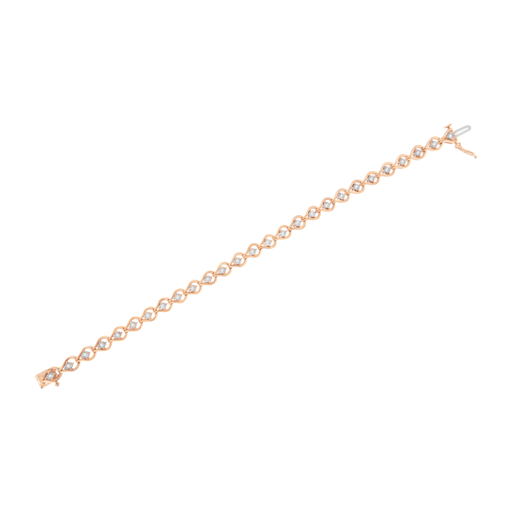 10K Rose Gold Over Sterling Silver 1/4ctw Diamond Miracle-Set Teardrop
Shaped 7” Link Bracelet