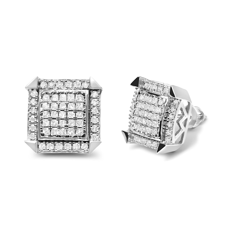 10K White Gold 1.0 Cttw Diamond  Composite with Halo Stud Earrings (H-I
Color, I1-I2 Clarity)