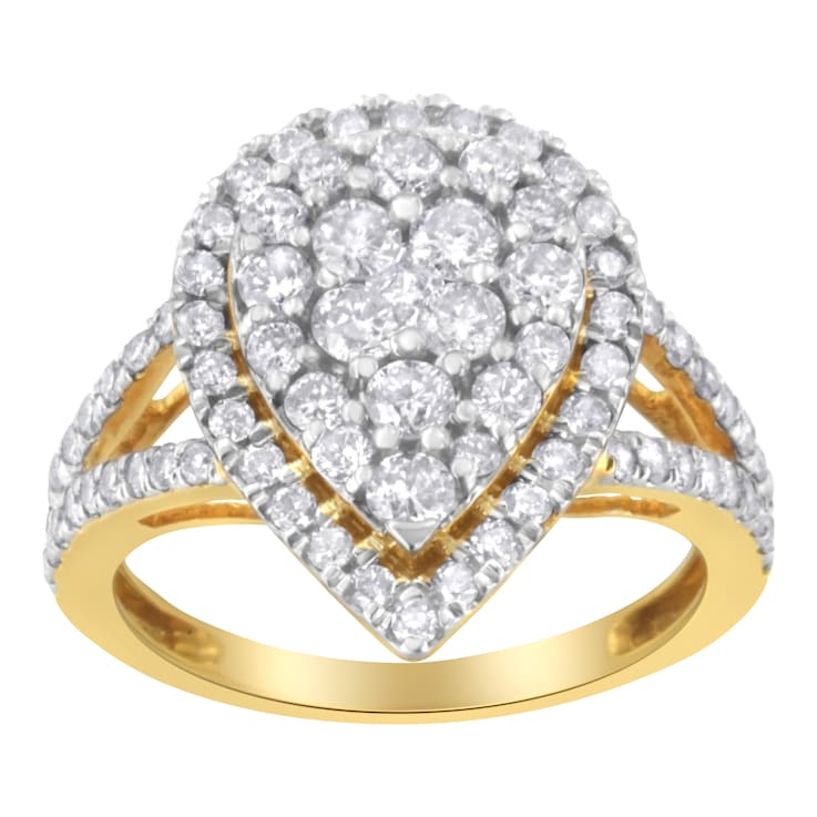 10K Yellow Gold Over Sterling Silver Diamond Cluster Ring (1 1/2 Cttw,
H-I Color, I1-I2 Clarity)