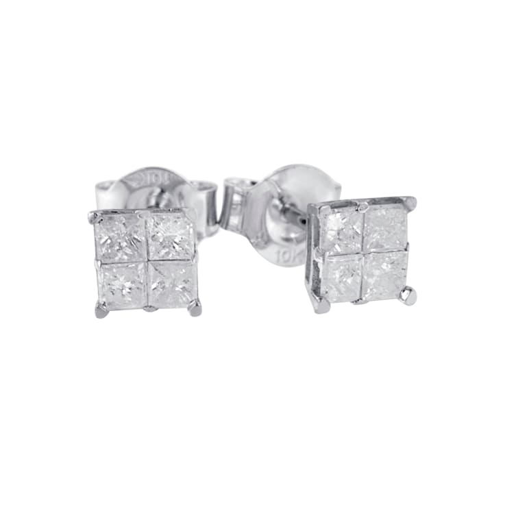 0.60ctw Diamond 10K White Gold Stud Earrings