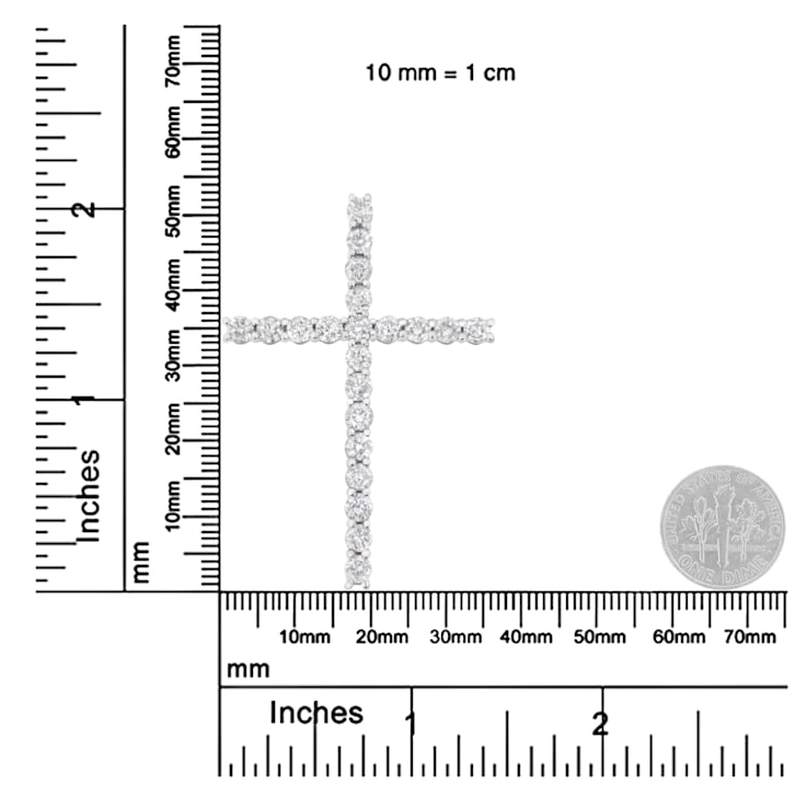 Sterling Silver 4.0ctw Diamond 2-1/4" Cross Pendant with Box
Chain(I-J Color, I1-I2 Clarity) - 18"