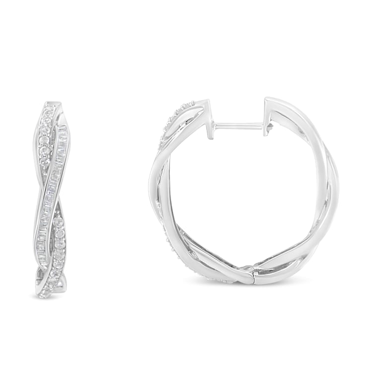 Sterling-Silver Diamond Hoop Earring 0.75ctw