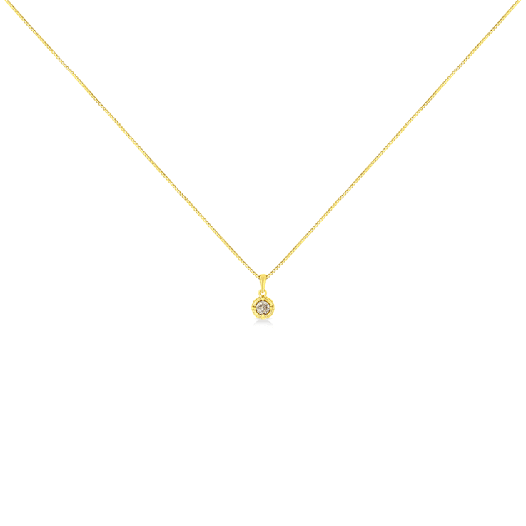 14K Yellow Gold Over Sterling 1/5ctw Diamond Solitaire Pendant
w\chain(K-L Color, I2-I3 Clarity)