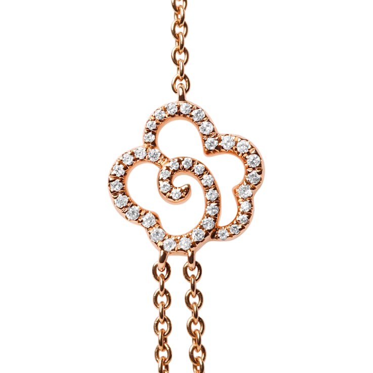 18K Rose Gold 1/2 Cttw Diamond and Freshwater Pearl Double Strand
Station Necklace