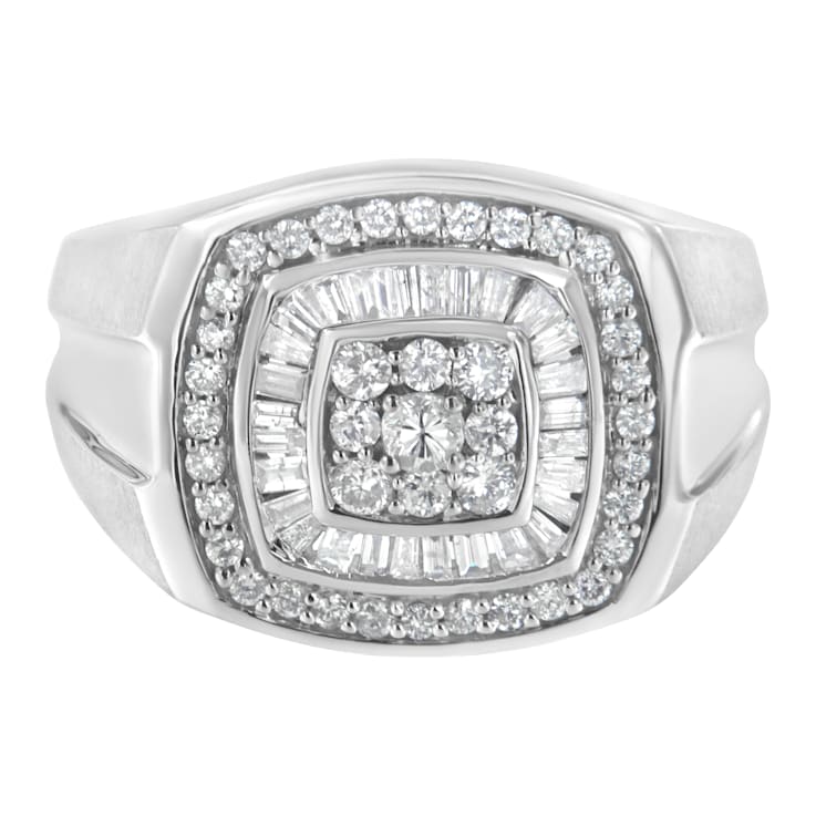 14K White Gold Men's Diamond Band Ring (1 cttw, H-I Color, SI1-SI2 Clarity)
