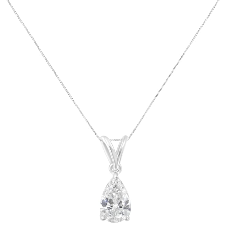 IGI certified 10K White Gold 1/2ctw Diamond Pear Pendant w\chain(I-J, I1)