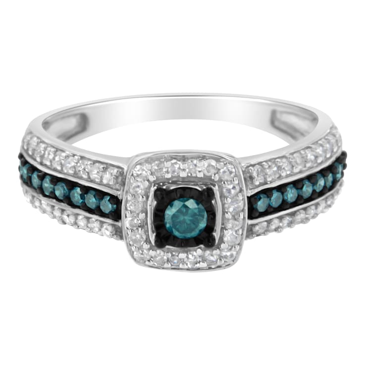 Sterling Silver Blue Miracle-Set Diamond Engagement Ring (1/2 Cttw, J-K
Color, I1-I2 Clarity)