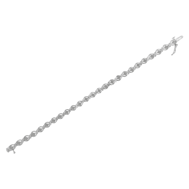 Sterling Silver 1.0ctw Diamond Cluster Link Bracelet