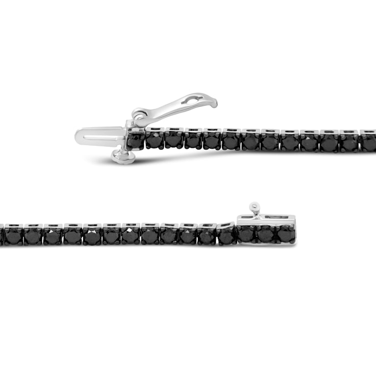Sterling Silver 4.0ctw 4-Prong Set Treated Black Round Diamond Classic
Tennis Bracelet