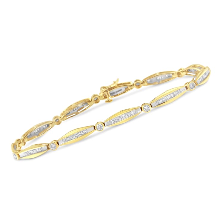 14K Yellow Gold 1-1/2 Ctw Round Mixed Cut Diamond 7" Tennis
Bracelet (H-I Color, I1-I2 Clarity)