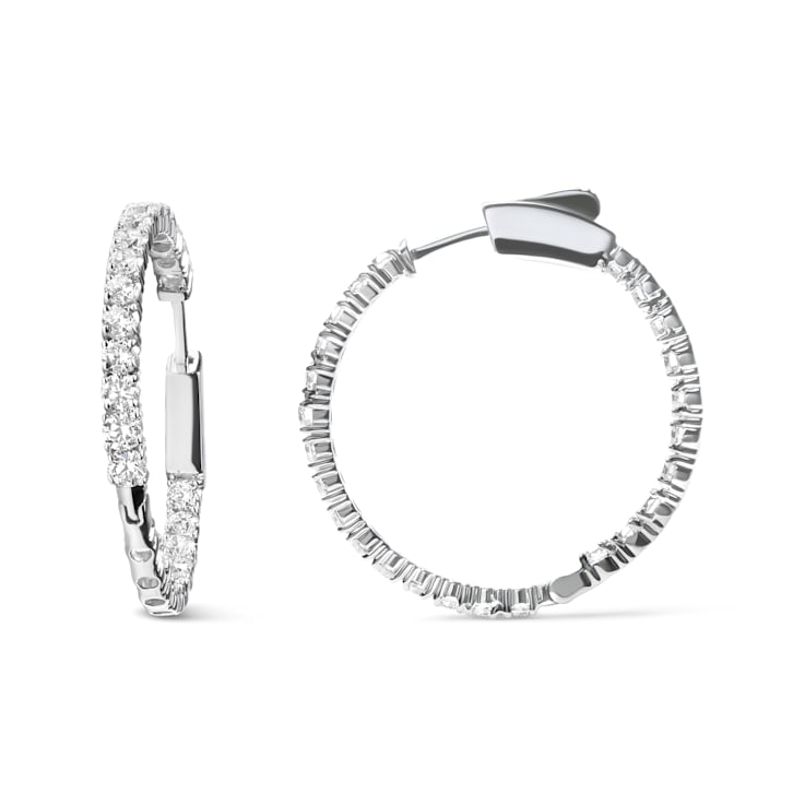 14K White Gold 3.00 Cttw Lab Grown Diamond Inside Out Hoop Earrings (F-G
Color, VS1-VS2 Clarity)