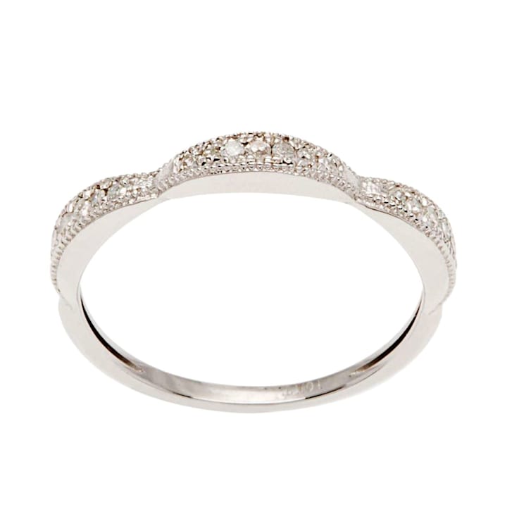 10k White Gold Contoured Diamond Wedding Band (1/7 cttw, H-I Color,I1-I2 Clarity)