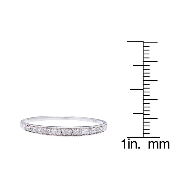 10k White Gold Milgrain Diamond Wedding Band (1/8 cttw, H-I Color, I1-I2 Clarity)