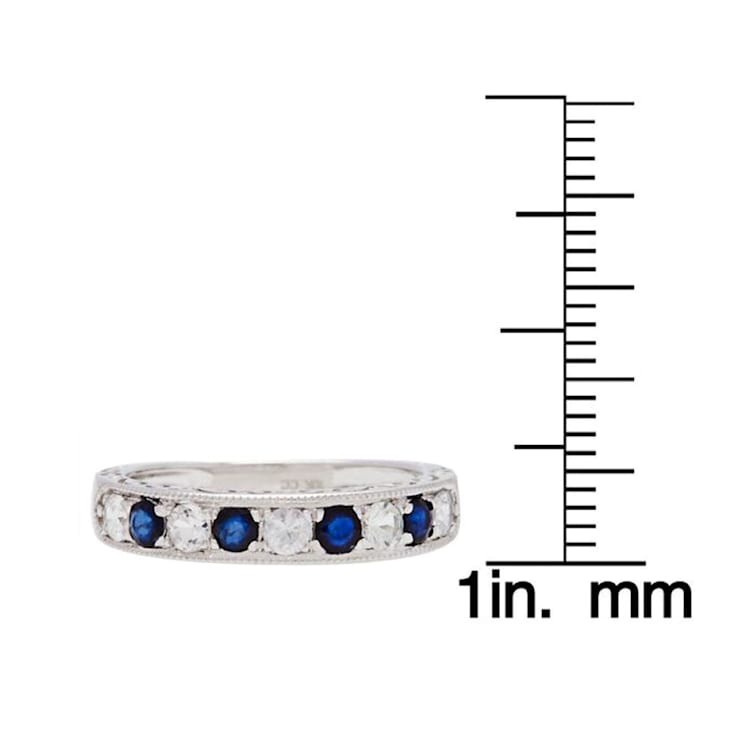 10k White Gold Sapphire and White Sapphire Vintage Style Anniversary
Wedding Band