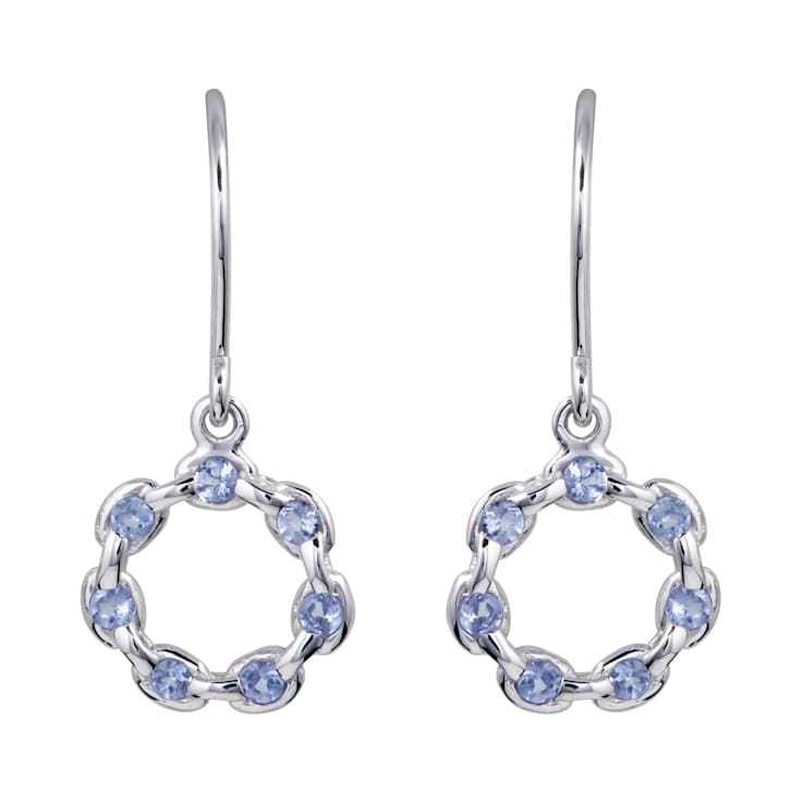 10K White Gold Tanzanite Circle Drop Earrings